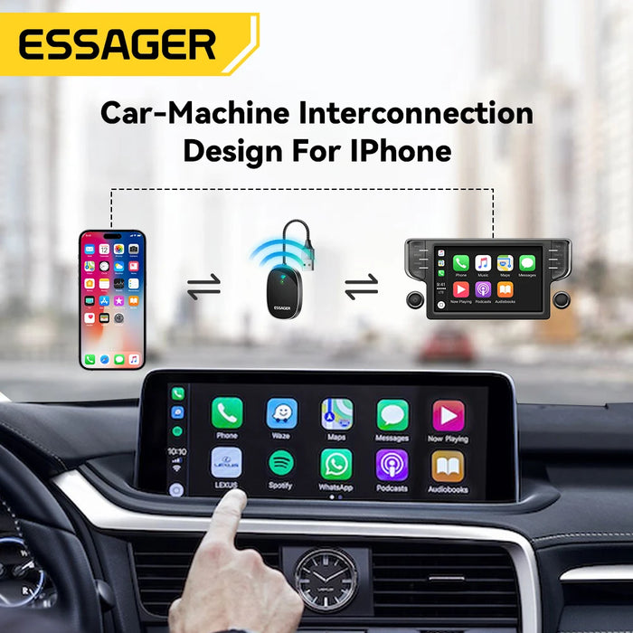 Essager Mini Carplay Wireless For Toyota Mazda Nissan Camry Suzuki Subaru Citroen Audi Mercedes Kia Ford Opel For iPhone IOS 15