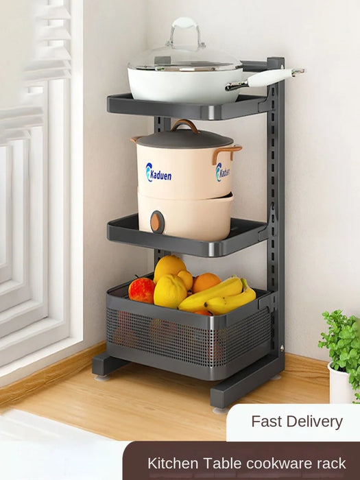 Vertical Countertop Kitchen Accessories Multilayer Pot Storage Shelf Adjustable Vegetables And Fruits Storage System