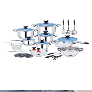 25/30PCS Cookware sets Stainless Steel Cookware Set with Stay Cool Long Handles