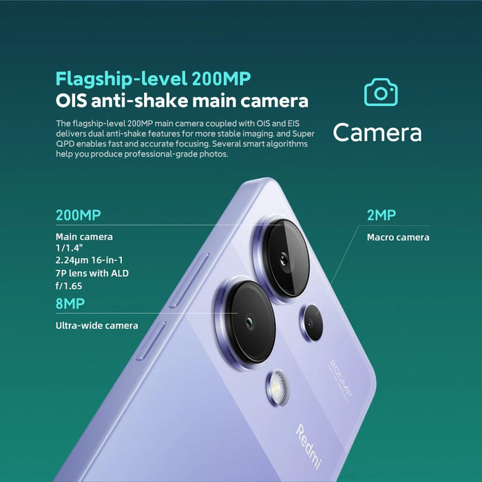 Global Version Xiaomi Redmi Note 13 Pro 4G Cellphone 200MP Main Camera 120Hz AMOLED 67W Turbo Charging MediaTek Helio G99-Ultra