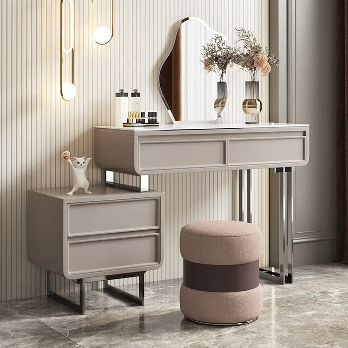 Minimalist slate dressing table senior designer bedroom light luxury modern dressing table telescopic storage cabinet