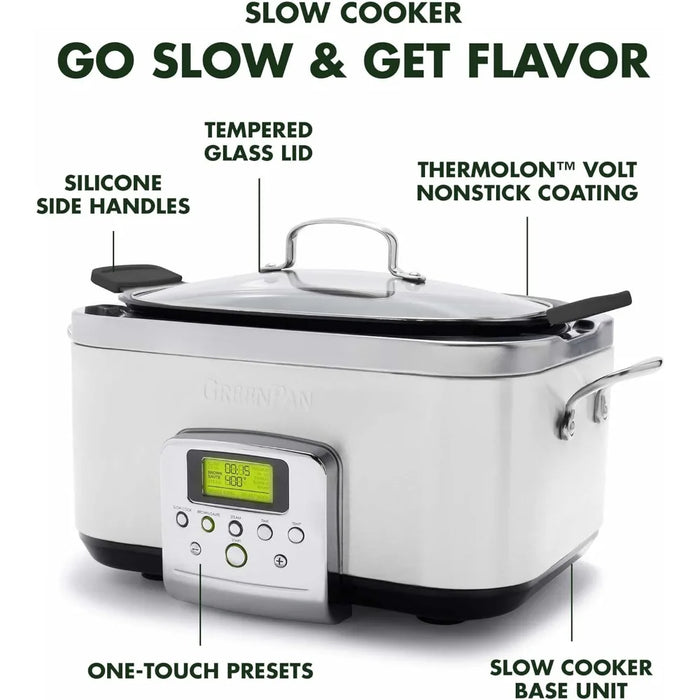 8-in-1 Programmable 6QT Electric Slow Cooker,Dishwasher Safe ,Removable,PFAS-Free,Nonstick Multi-Cooker,Sear,Sauté,Steam Basket