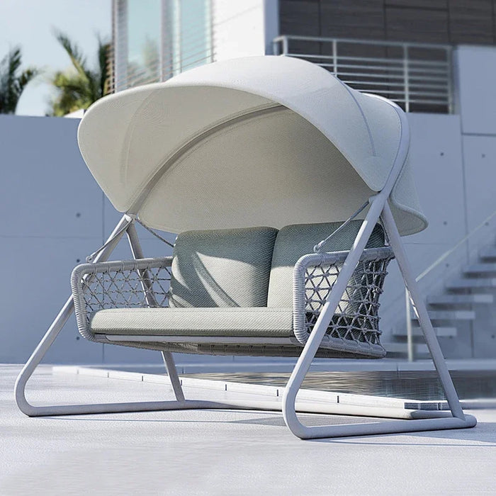 Outdoor swing simple waterproof sunscreen courtyard hanging blue sunshade Nordic outdoor balcony rocking chair leisure