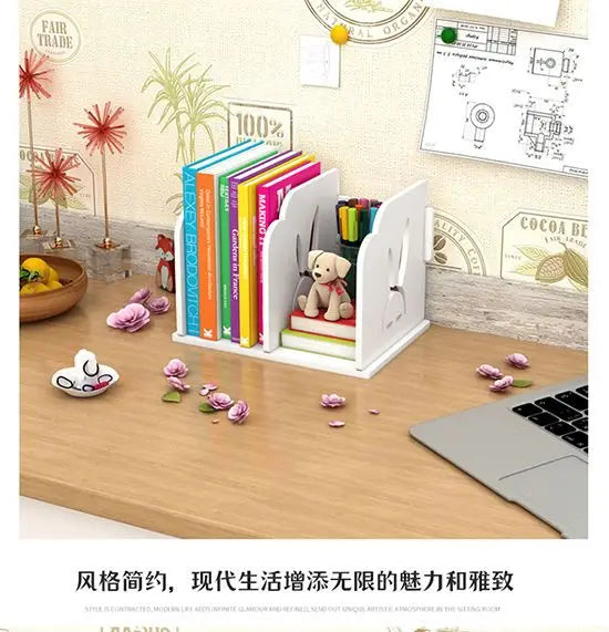 Desktop  bookshelf student book stand simple table shelf children's desk office storage box cartoon small bookcase