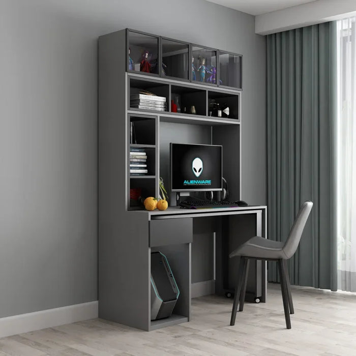 Luxury desk bookshelf integrated household wooden bookcase bedroom Nordic learning desk writing computer