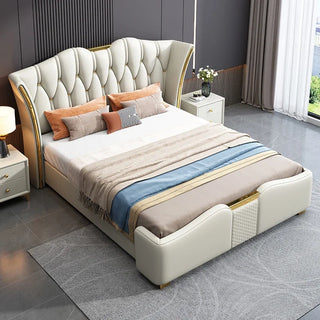 bed Luxury master room leather  modern simple 1.8m master room leather double wedding  1.5m tatami storage soft