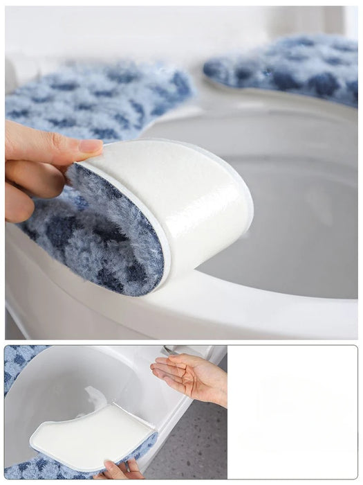 Toilet Seat Cover in Winter Four Seasons General Household Bathroom Attachment Washable with Thick Pile Toilet Seat Mat Sticker