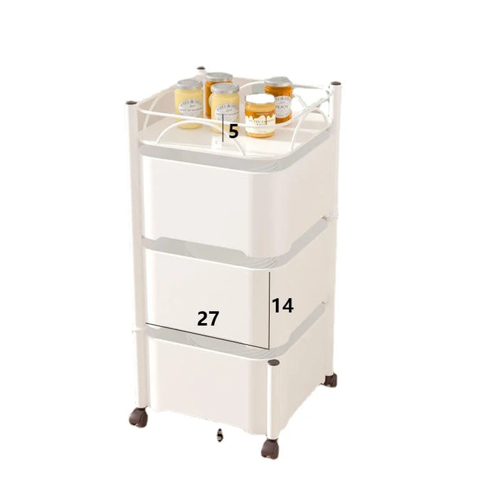 Kitchen Spice Rack Floor Seam Can Rotate The Storage Basket Of Snacks Vegetables And Fruits Auxiliary Cart With Wheels