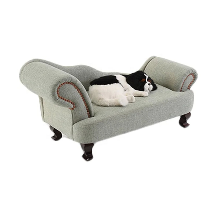 Luxury cotton linen cover pet dog bed sofa with solid wood frame