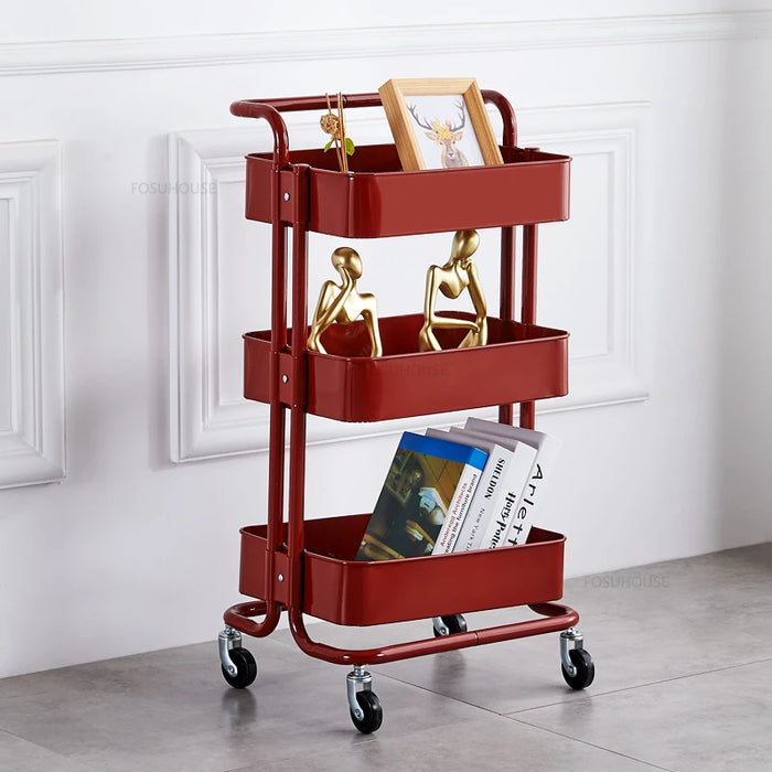 Modern Minimalist Salon Trolleys Beauty Salon Special Tool Cart Home Kitchen Shelf Foldable Mobile Auxiliary Cart with Wheel U