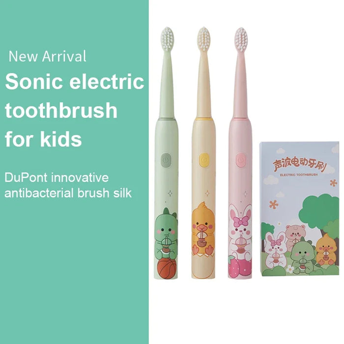 CH-905ET (milk Tea) ElectricToothbrush Rechargeable Cartoon Smart Children Electric Toothbrushes Waterproof For Kids