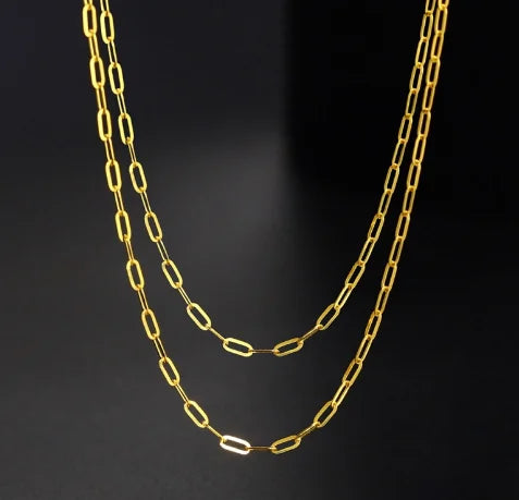 18k real gold necklace fine gold chain necklaces 45cm about 0.75g au750 jewelry accessories long O shape chains