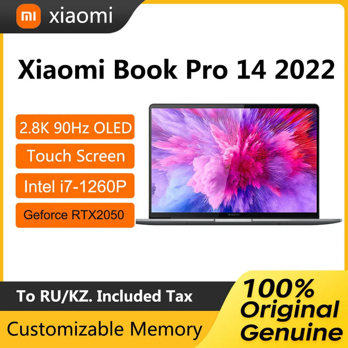 2022 Xiaomi Book Pro 14 Laptop 14 inch 2.8K 90Hz OLED TouchScreen Notebook i7-1260P 16GB 512GB RTX2050 Netbook Laptop Computer