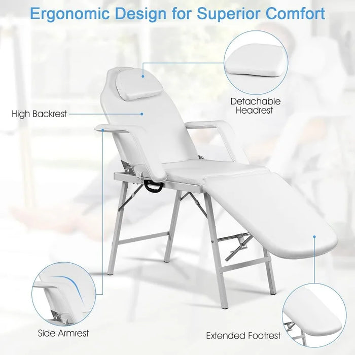 Adjustable Massage Facial Table Bed, 73 Inch Massage Tattoo Chair for Salon Beauty Spa, Portable Folding Spa Bed Table