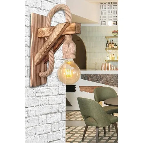 Levant Wood Tumbled Design Applique wall-mounted wood rustic natural rope lighting light indoor environment