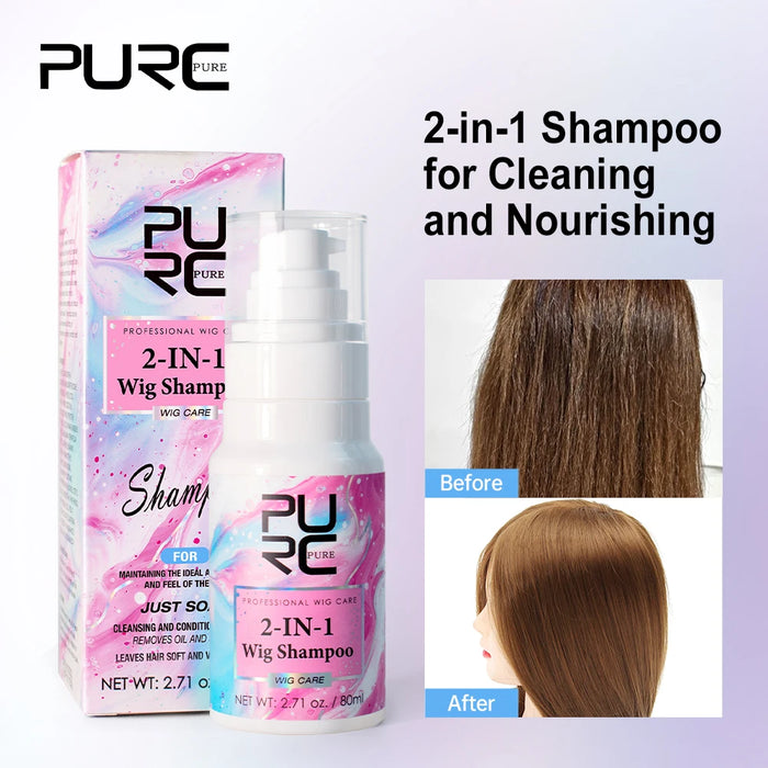 PURC Coconut Oil Wigs Human Hair Smoothing Treatment Shampoo Repair Frizz Dry Nourishing Soft Shiny Wig Hair Care Products 80ml
