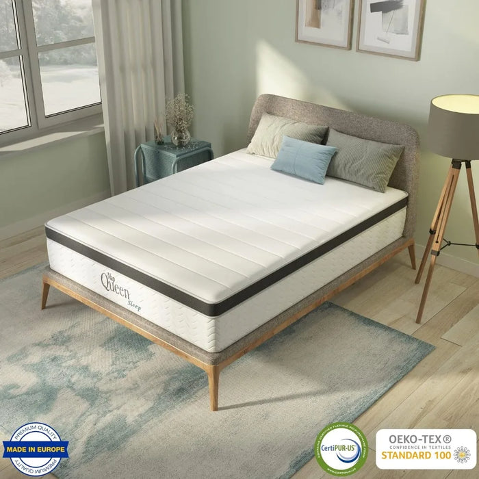 8" Hybrid Mattress, Twin Size, Cooling Gel Infused Memory Foam and Built-in Spring Mattress, White and Grey