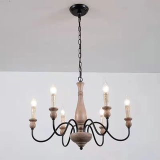 New American Vintage Pendant Lamp Solid Wood Dining Table Light Creation French Home E14 Candle Light Bedroom Pendant Light