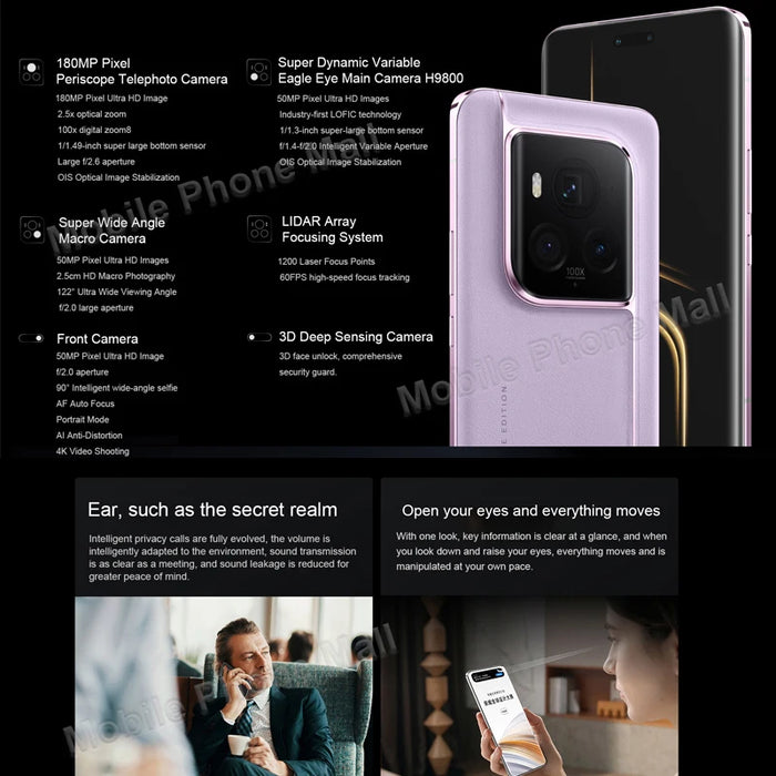 Original Honor Magic 6 Ultimate 5G Phone 6.8 inches 120Hz Screen Snapdragon 8 Gen 3 Camera 180MP Battery 5600mAh GMS Smartphone