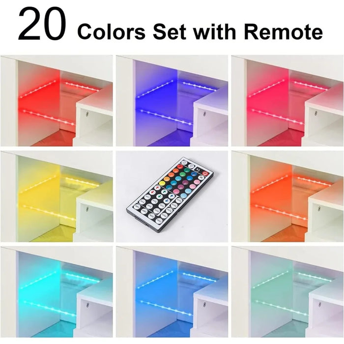 TV Stand for 65 Inch Entertainment Center White TV Stand with 16 Colors RGB Light and Remote  Living Room Bedroom, TV Stand