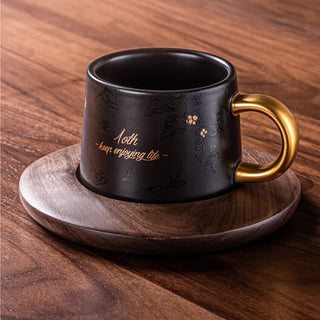 Petty bourgeoisie gold-plated dark green Mug exquisite high-grade conical coffee cup women's home couple cup