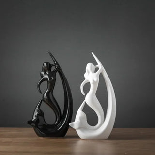 Nordic Ins Glaze Ceramic Figurines Black&White Color Porcelain Ornaments Cabinet Decoration Deer/Elephant/Rabbit/Tree Miniatures