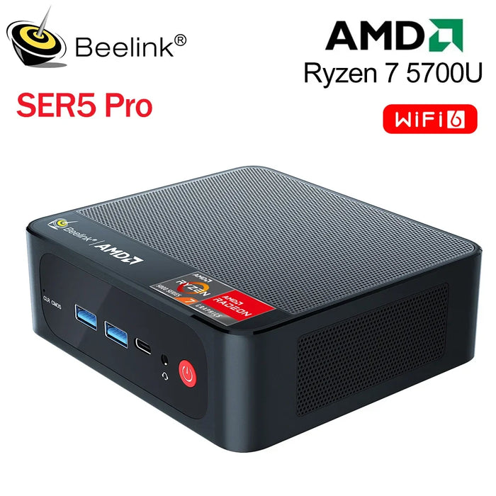 Beelink Mini PC SER5 Pro Max AMD Ryzen 5 5560U 7 5700U 5800H SER Desktop Gaming Computer WiFi6 BT5.2 DDR4 16GB 500GB SSD 32GB 1T