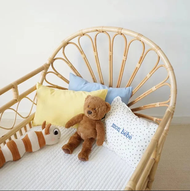 Nordic Crib Children's Bed Baby Rattan Bed Safe Edge Natural Indonesian Rattan Bed Children's Room Furniture