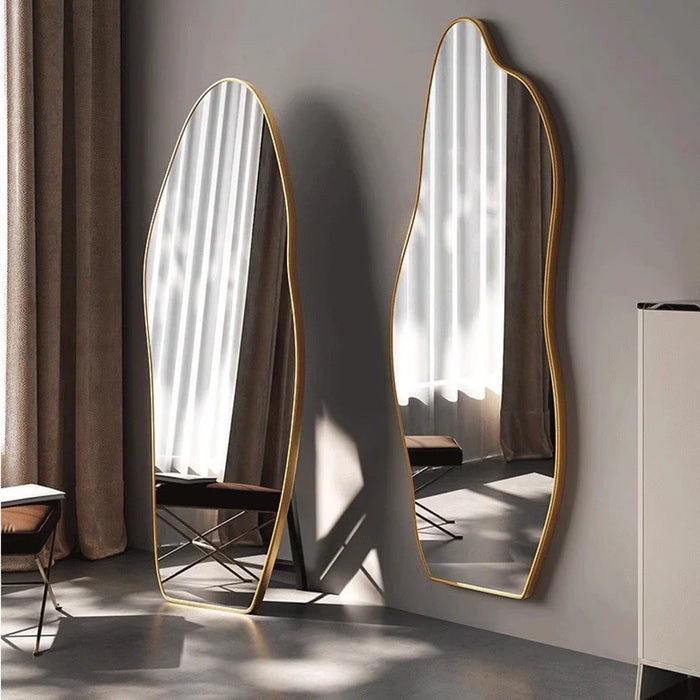 Large Irregular Mirror Bathroom Unbreakable Makeup Wavy Mirror Full Body Adornos Para El Hogar Decoration Home Living Room