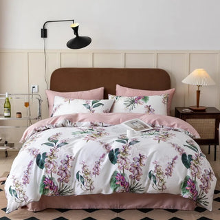 Vintage Flowers Leaves Reversible Duvet Cover Set 600TC Egyptian Cotton Premium Soft Family Bedding set Bed sheet Pillowcases