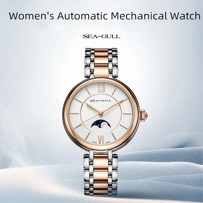 New Seagull Women's Watch Moon Phase Scale Fashion Simple Ladies Automatic Mechanical Watch 217.17.6134L