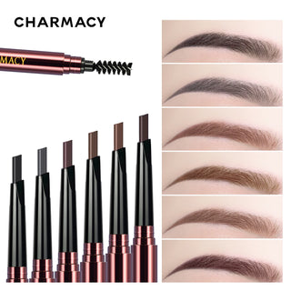CHARMACY Double Head Super Fine Eyebrow Pen 6 Colors Waterproof Long Lasting Eyes Black Brown Make Rotatable Up Triangle Eyebrow