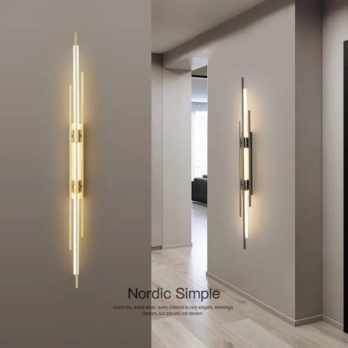 Luxury LED Coppe Wall Light Living Room Bedroom Bedside Luster Black Gold 100CM 110V 220V LED Indoor Long Lamp Aisle decoration