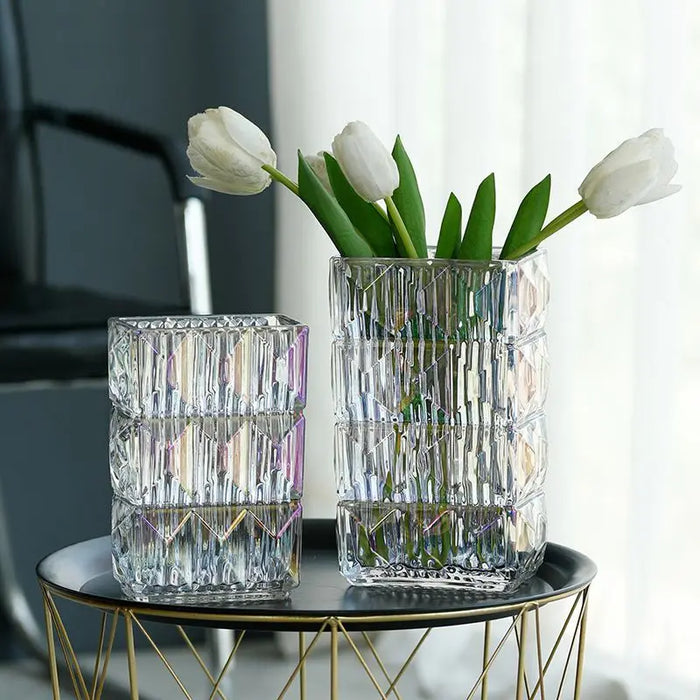 Creative Vases Decoration Home Living Room Flower Arrangement Glass Transparent Light Luxury Water Raised Rose Lily Flowers Vase