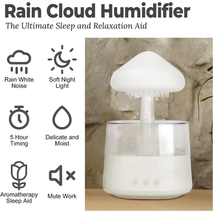 Humidifier Water Drip with Adjustable LED Lights White Noise Humidification Desk Fountain Bedside Sleeping Relaxing Mood