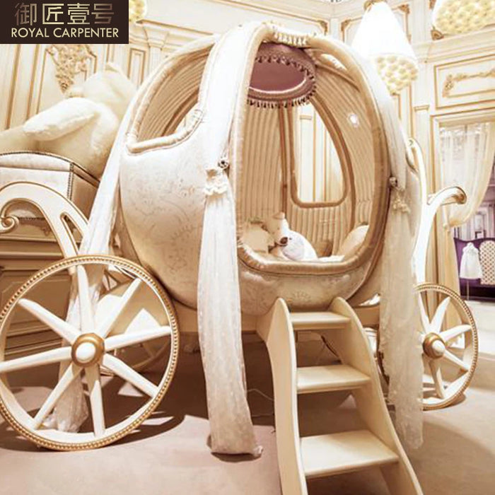 European solid wood crib luxury villa with bed perimeter newborn crib cartoon removable bed