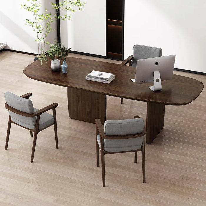 Customized all solid wood creative office desks and chairs simple Nordic writing desk log long table home computer desk