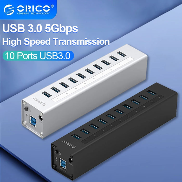 ORICO 10-port USB3.0 hub splitter multi-port HUB expansion expansion industrial grade with12V power supply docking station A3H10