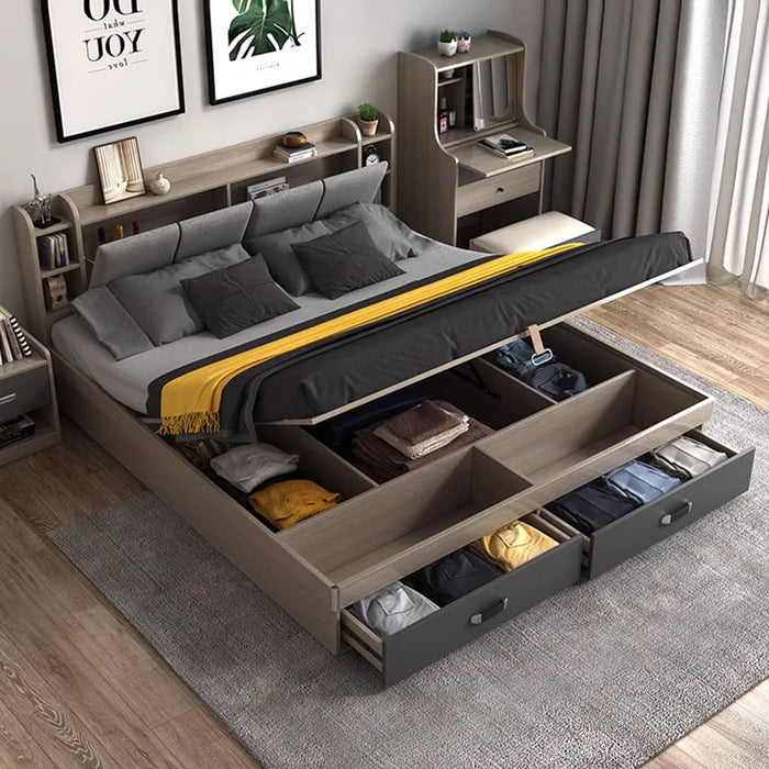 Storage Modern Double Bed Bedroom Unique Lounge Multifunctional Double Bed Queen Size Boys Camas De Dormitorio Home Furniture