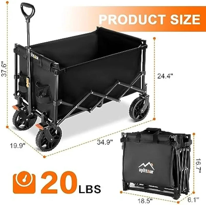 Collapsible Wagon Cart Heavy Duty Foldable, Portable Folding Wagon , Utility Grocery Wagon for Camping Sports Shopping