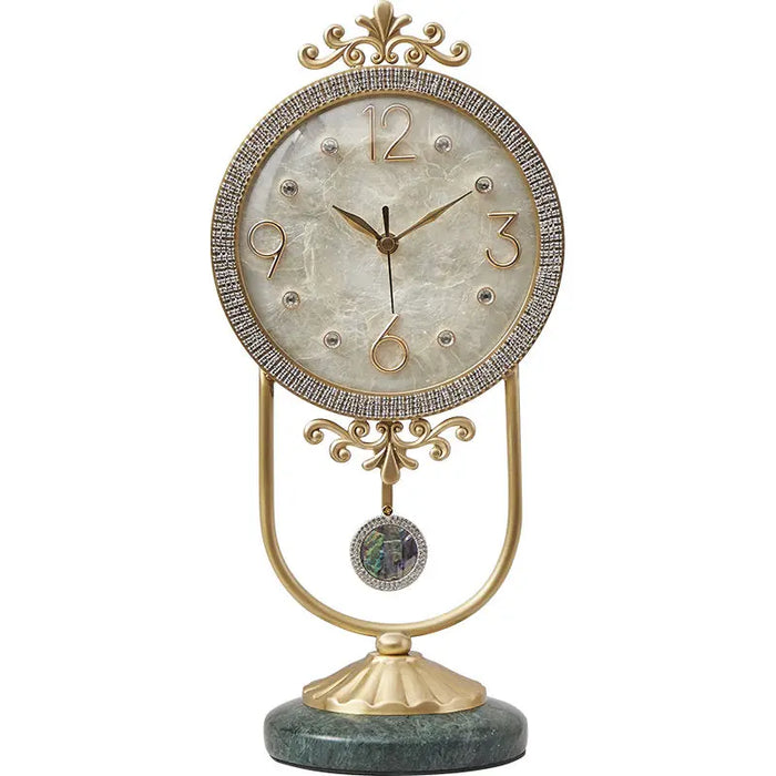 Light Luxury Pure Brass Art Table Clock Modern Simplicity Living Room High-end Mute Clock Decoration Creative Villa Decoration