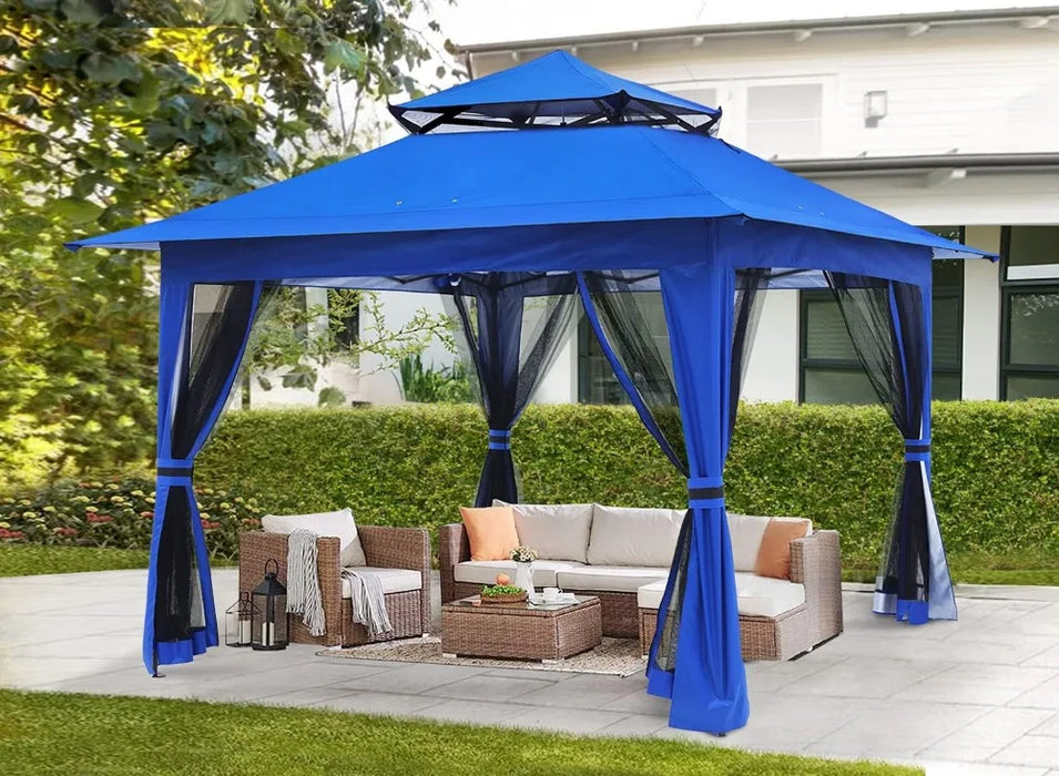 Pop Up Gazebo 13x13 - Outdoor Canopy Tent with Mosquito Netting for Patio Garden Backyard(Gray)