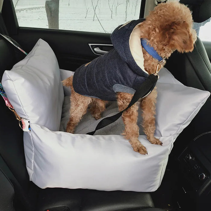 Dog Car Seat Travel Bed Dog Booster Car Seat Premium Quality with Clip-on Safety Leash, 2 in 1 Car Seat Cover for Pets