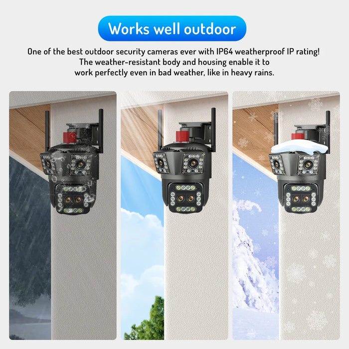 8K 16MP Outdoor 12X Zoom Cam Thour Lens Three Screen WiFi IP Camera Security Protection Motion Detection 4K CCTV Survalance