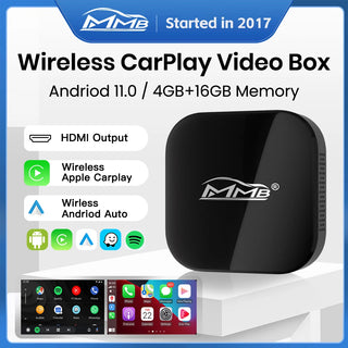 MMB World First 5 in 1 Wireless CarPlay Adapter Online YouTube Netflix Multimeida Video TV Box for OEM Wired CarPlay HDMI 4G+16G