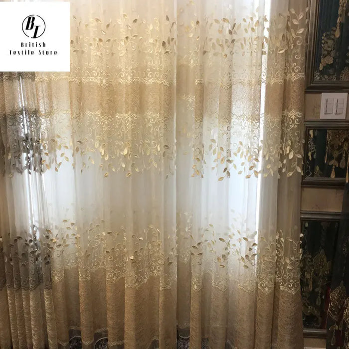 European Window Sheer Curtains Tulles for Living Room Bedroom Dining Luxury Voile Yarn Door Transparent Embroidery High Grade