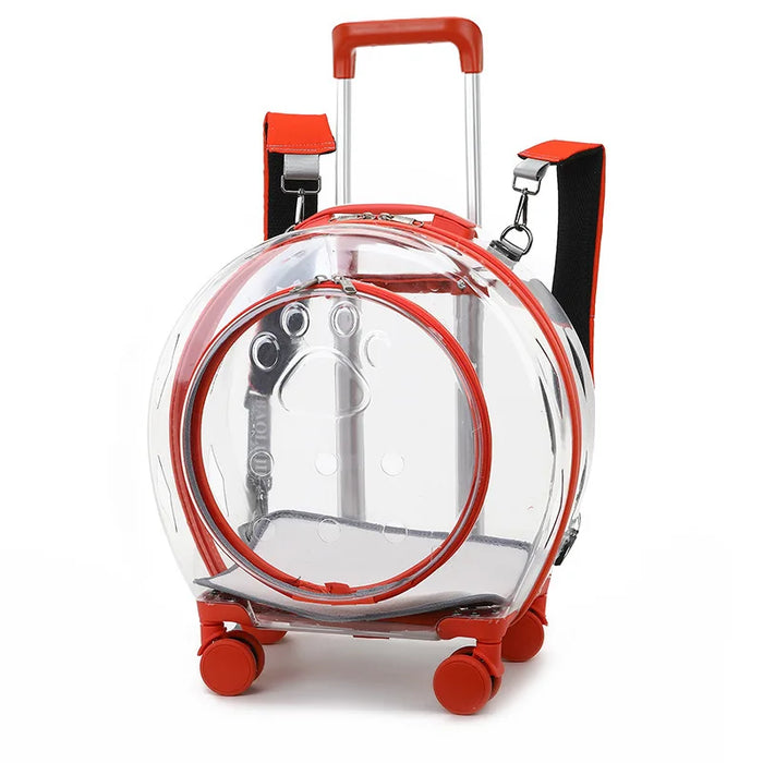 Transparent pet trolley cat bag multifunctional bag for pet portable space capsule dog travel backpack