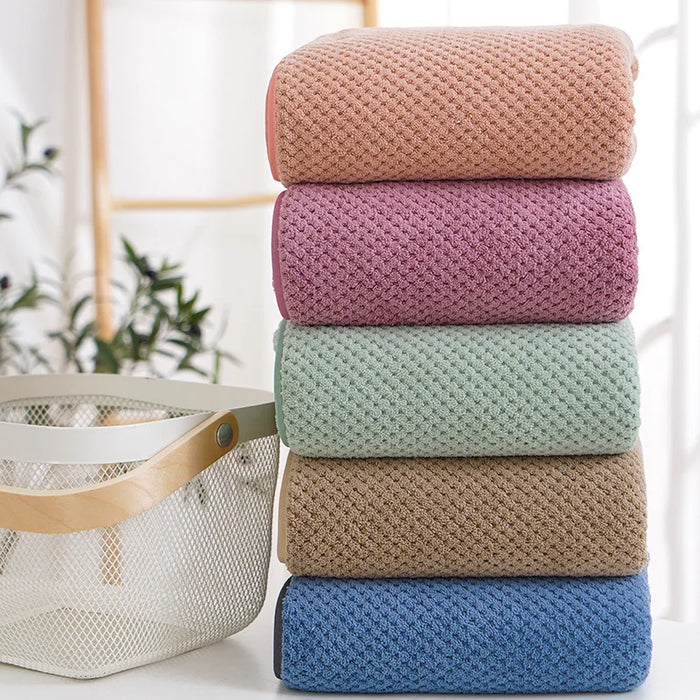 Solid Color Pineapple Grid Bath Towel set Coral Velvet Water Absorbing Bathroom Towel Home Quick Drying Bath Towel beach towel