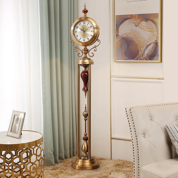 European-Style Mute the Grandfather Clock Luxury Vertical Clock American Creative Desk Clock Villa Metal Quartz Clock