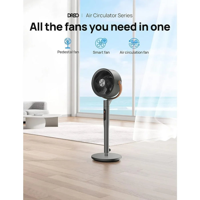 Pedestal Fan with Remote, PolyFan 513S, 43'' Quiet Standing Fan for Home Bedroom, 120°+105° Smart Oscillating Floor Fans